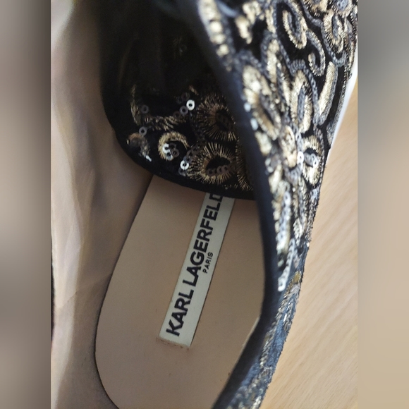 Karl Lagerfeld Paris embroidered sequin evron black sneakers - Picture 6 of 8